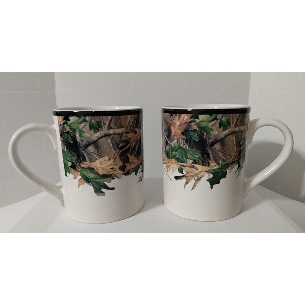 Realtree Coffee Cups 12 oz Gander Mountain Mugs lot of 2 Trees Leaves hunting